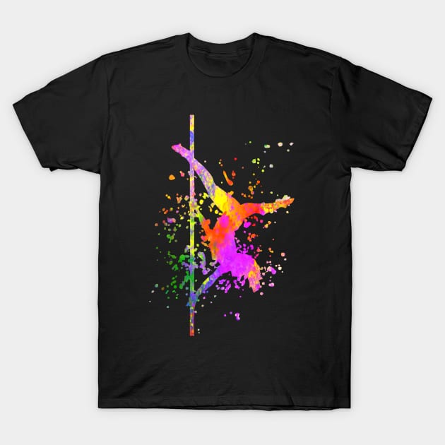 Pole Dance Fitness Color Splash Pole Dance T-Shirt by WoollyWonder